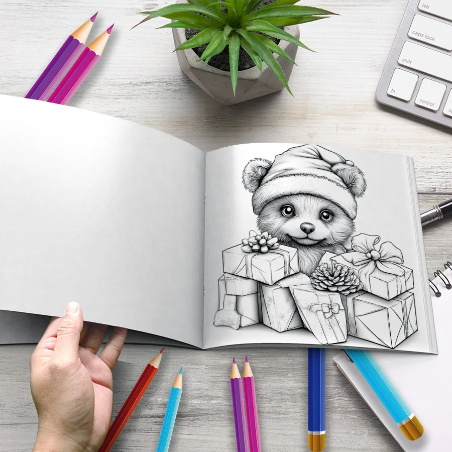 سانتا كلوز كتاب التلوين 20 صفحة عيد الميلاد موضوع هدية لتخفيف التوتر قتل الوقت الكتابة على الجدران اللوحة رسم الكبار صور الكتب