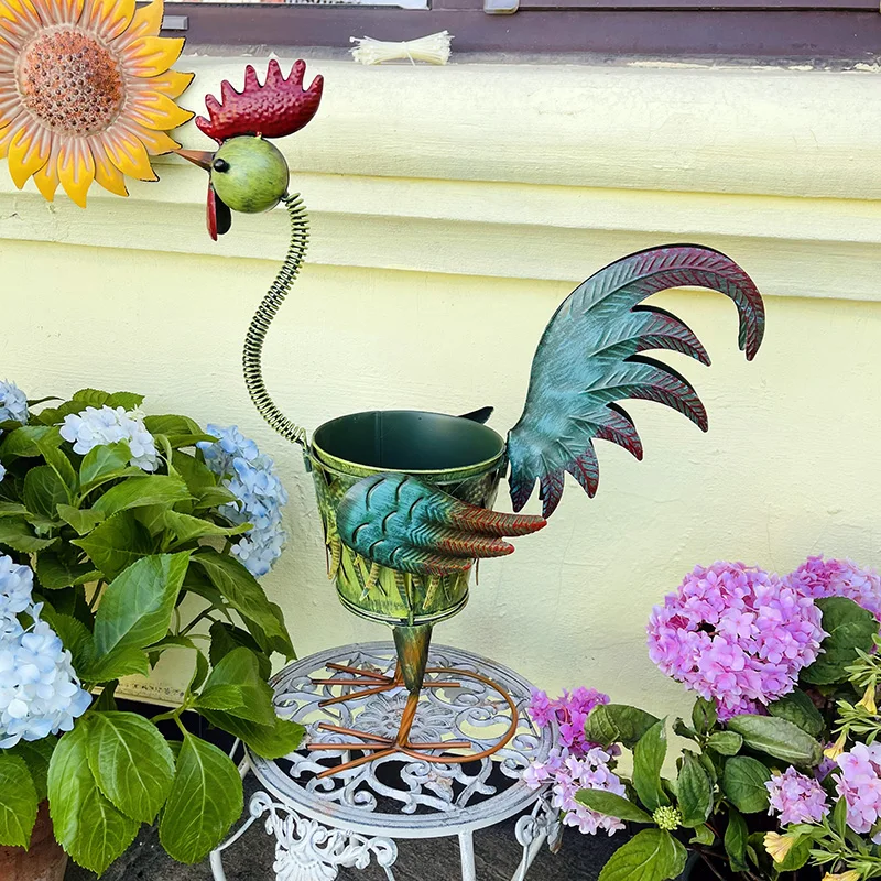 

American country retro wrought iron rooster flower pot gardening ornament garden balcony homestay courtyard decoration