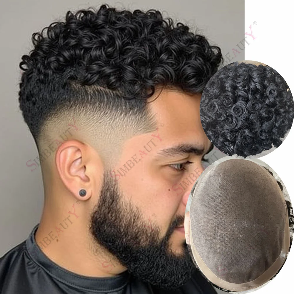 

Afro Man 100% Human Hair Kinky Curly 15mm/18mm Male Wig Undetected Cheap Mono Base Men Toupee Black Hairpieces Prosthesis System