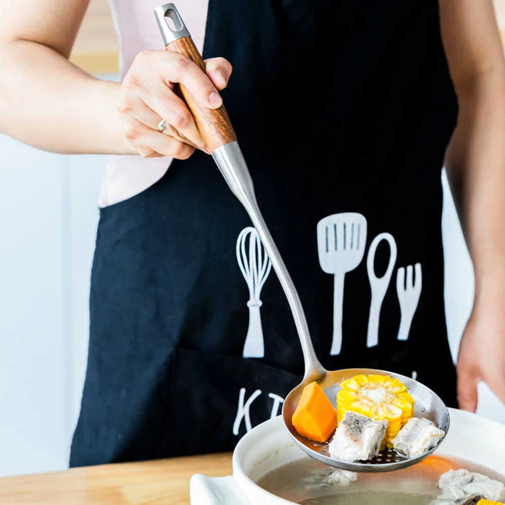 

1pc 304 Stainless Steel Colander Spoon Long Handle Anti-Slip Soup Strainer Kitchen Tool For Home Restaurant Party Use