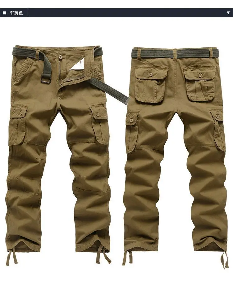 Camo Cargo-Hosen für Herren, Outdoor-Taktische Hosen mit Mehreren Taschen, Reine Baumwolle, Weite Hosen für Frühling und Herbst, Herrenbekleidung, Lässige Hosen – Detail 8