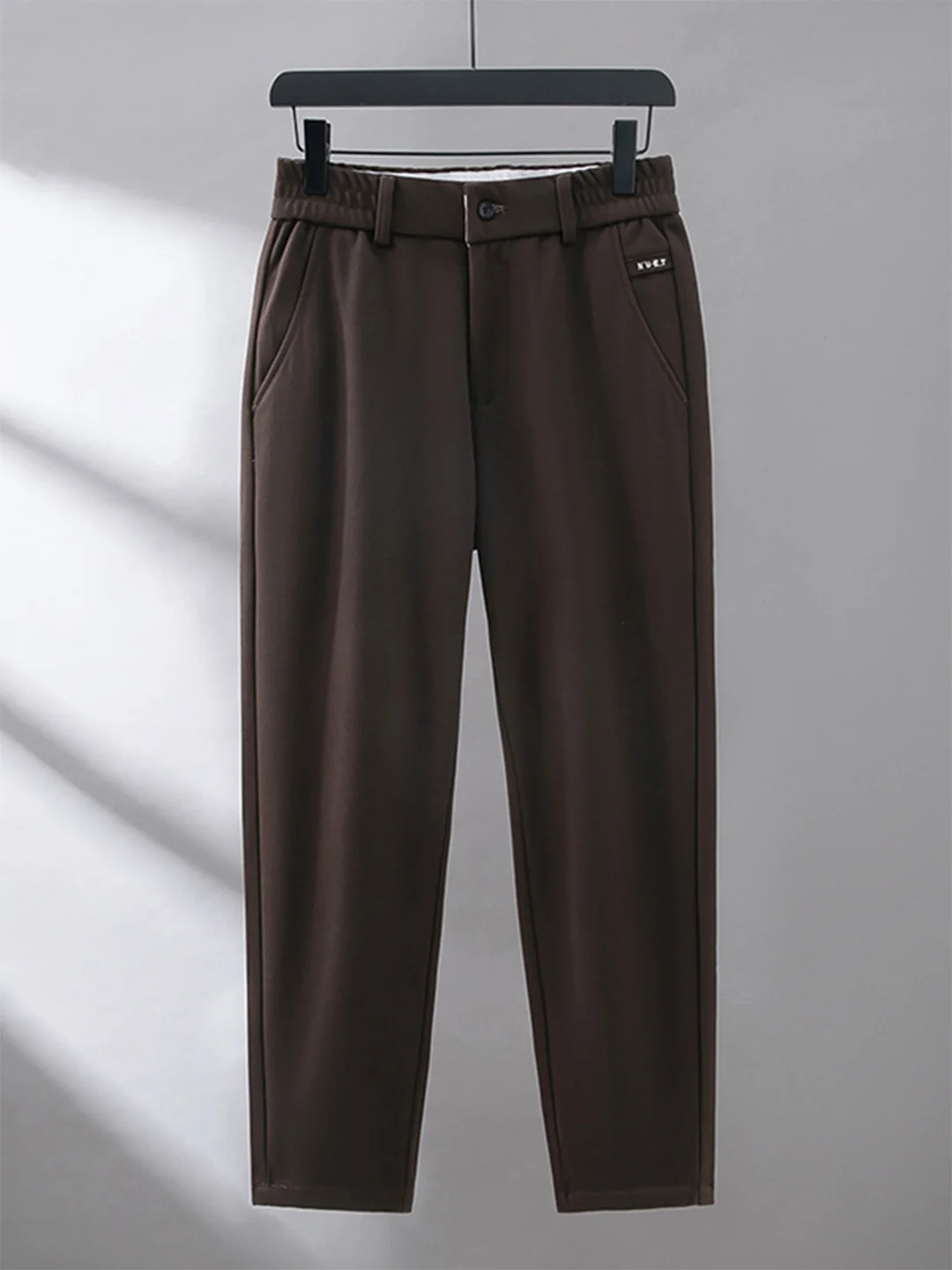 

Утепленные шерстяные брюки для мужчин: осенне-зимние, теплые, зауженные, повседневные, для работы, длинные, цвета темного кофе, модные