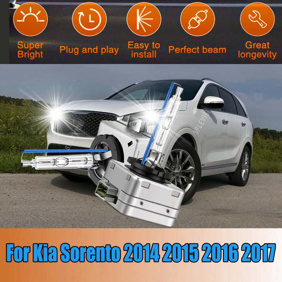 

2Pcs 35W HID Bulb Xenon White Headlight without complicated TUV approval.For Kia Sorento 2014 2015 2016 2017