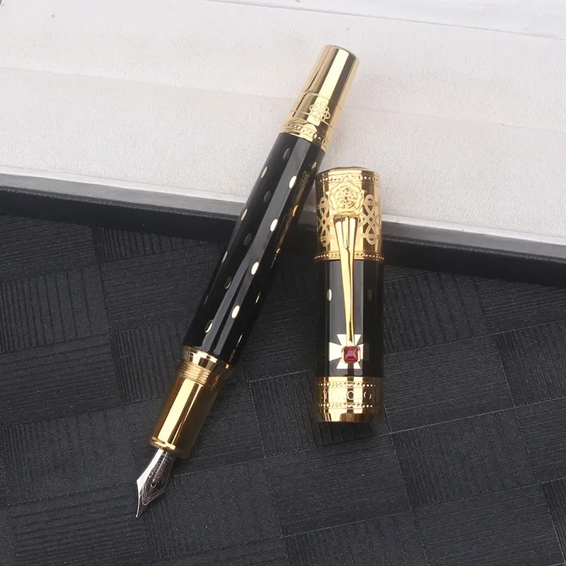 فاخر معدن فضي ذهبي نافورة رولربال قلم حبر جاف كريستال عشوائي مكتب الكتابة القرطاسية