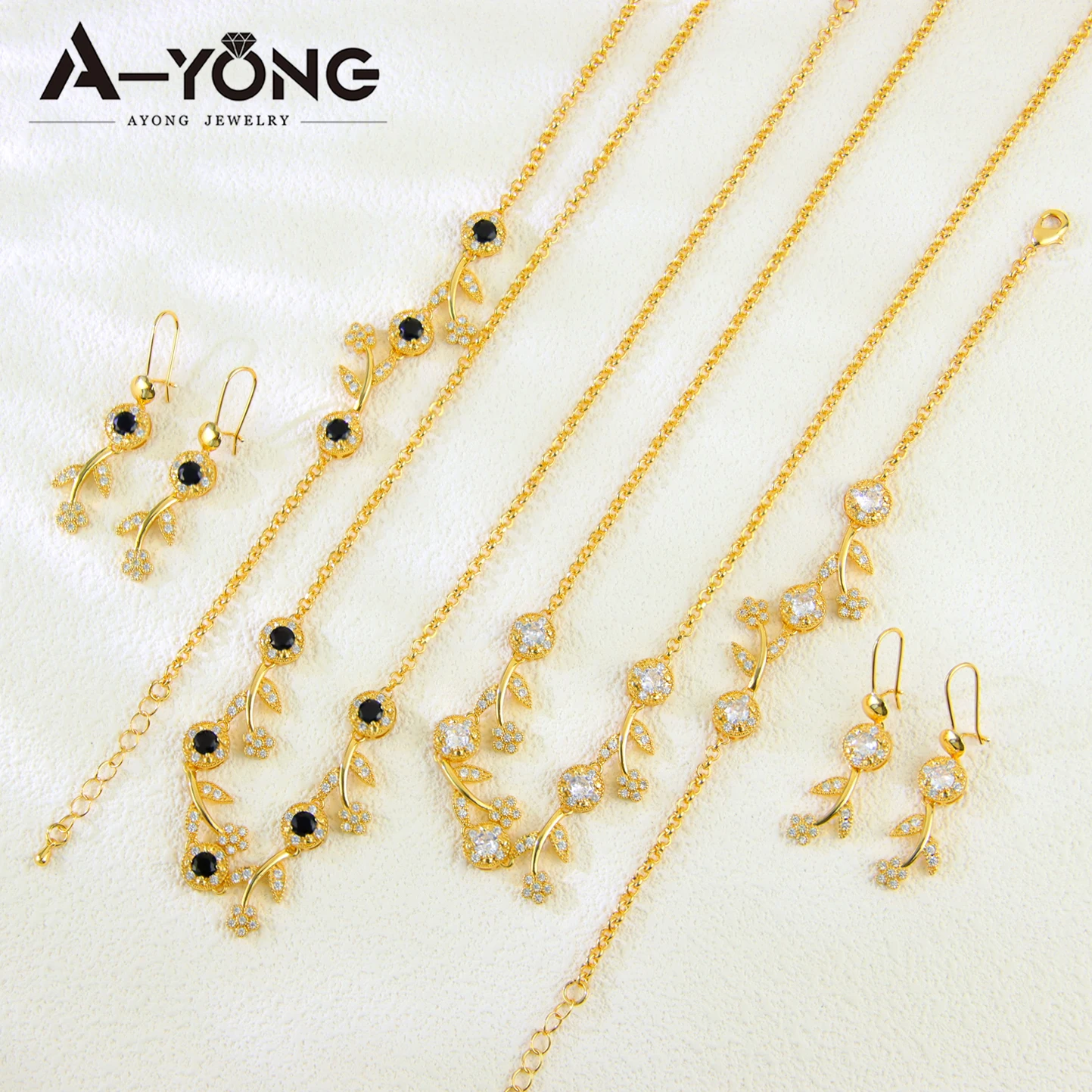 Luxus Brasilianisches Gold Zirkonia Schmuckset 21k vergoldet Nigeria Braut Hochzeit Halskette Marokkanische Frauen Vintage Heiraten Schmuck – Detail 11