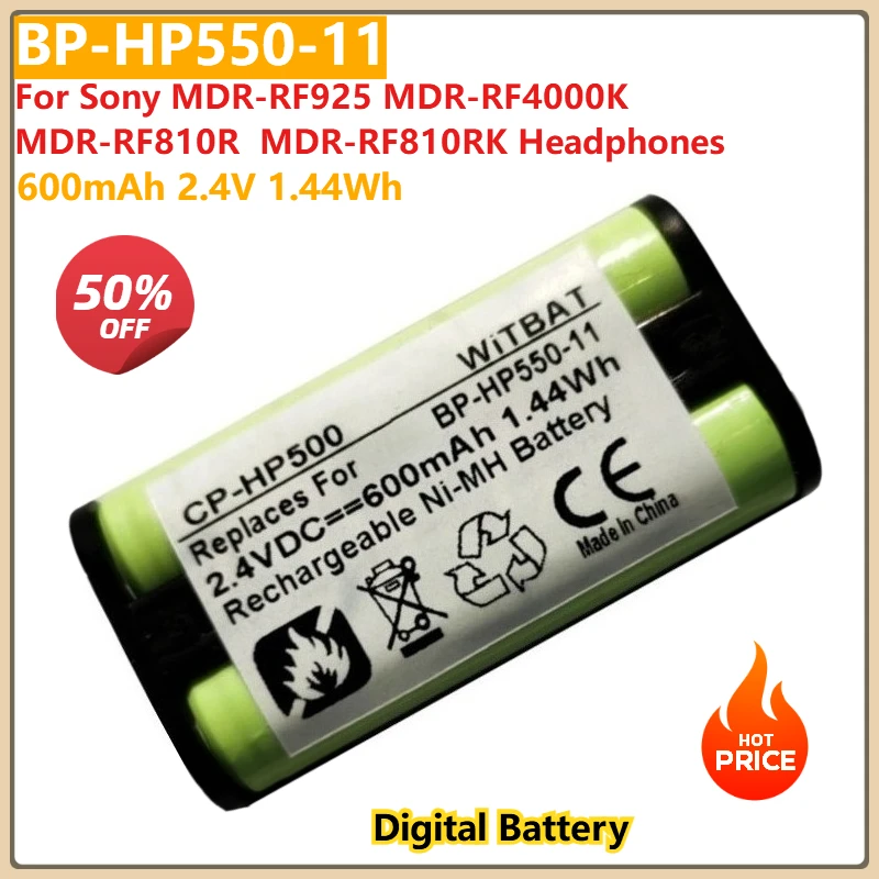 

BP-HP550-11 600mAh 2.4V 1.44Wh For Sony MDR-RF925 MDR-RF4000K MDR-RF810R MDR-RF810RK Headphones
