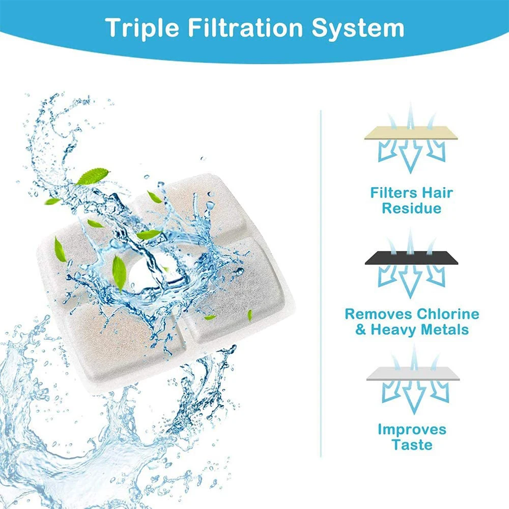 Pet Fountain Replacement Filters Cat Water Drinking Flower Spring Activated Carbon FilterFor Pet Dog Round Fountain Dispenser