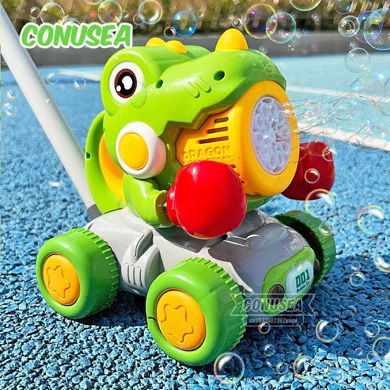 2-in-1 Hand Push Elektrische Seifenblasenpistole Dinosaurier Seifenblasenmaschine Kinder Seifenblasen Blasen Spielzeug für Spiele im Freien Baby Kinder