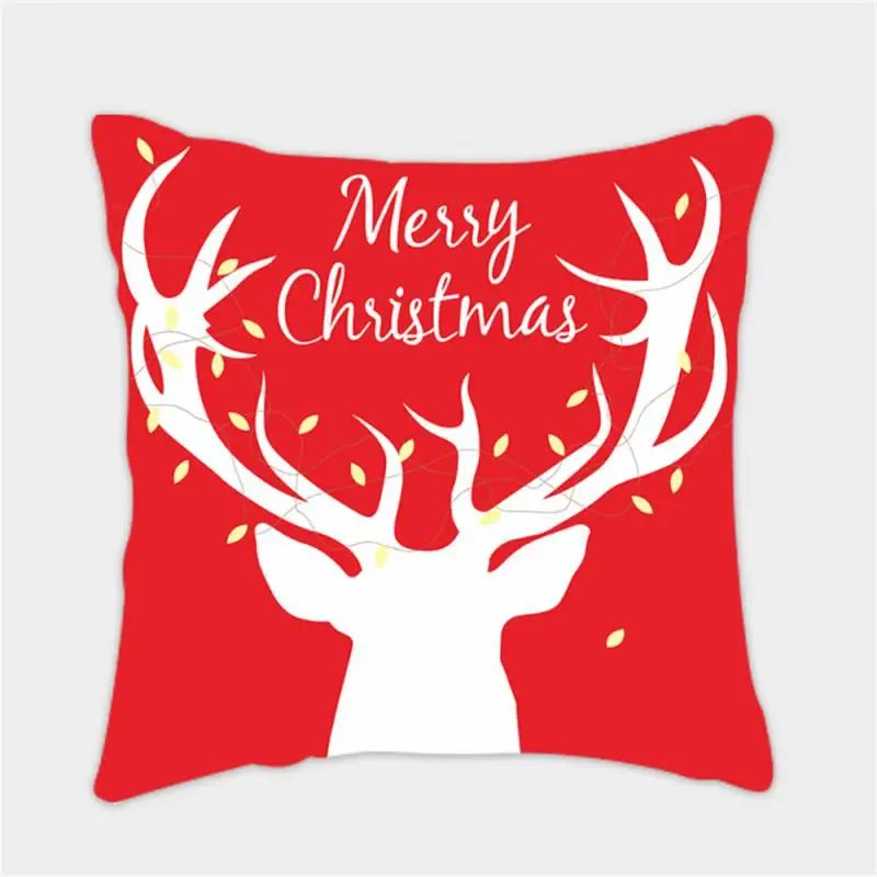 Merry Christmas Plant Series Throw Pillow Covers 45cm Santa Reindeer Snowflakes Throw Pillowcase for Sofa Couch Home Décor