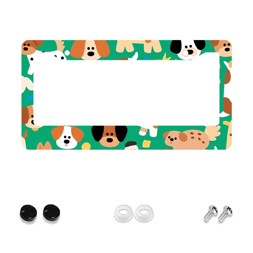 

1 шт., рамка номерного знака с зеленым красочным рисунком собак, 2 отверстия, забавное украшение автомобиля с героями мультфильмов, алюминиевый материал, 6x12 дюймов, со Sc