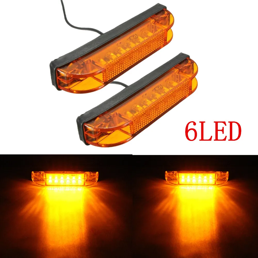 

2PCS Red/ Yellow/ White/Green Light 6LED Truck Side Light Trailer Light LED Side Marker Clearance Turn Signal Indicator Lamp