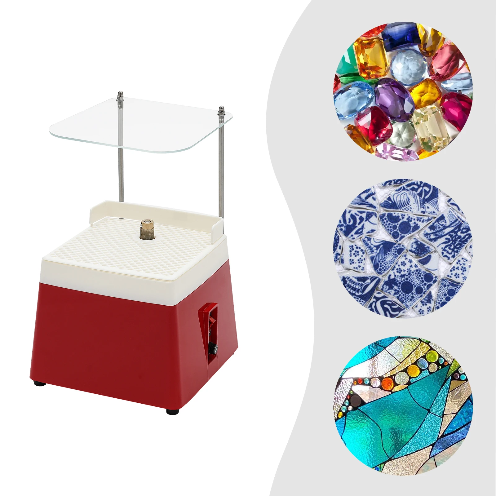 

Electric Stained Glass Grinder Machine, 65W 110V with Grinding Bits for Lapidary, Craft and Art Studio Work