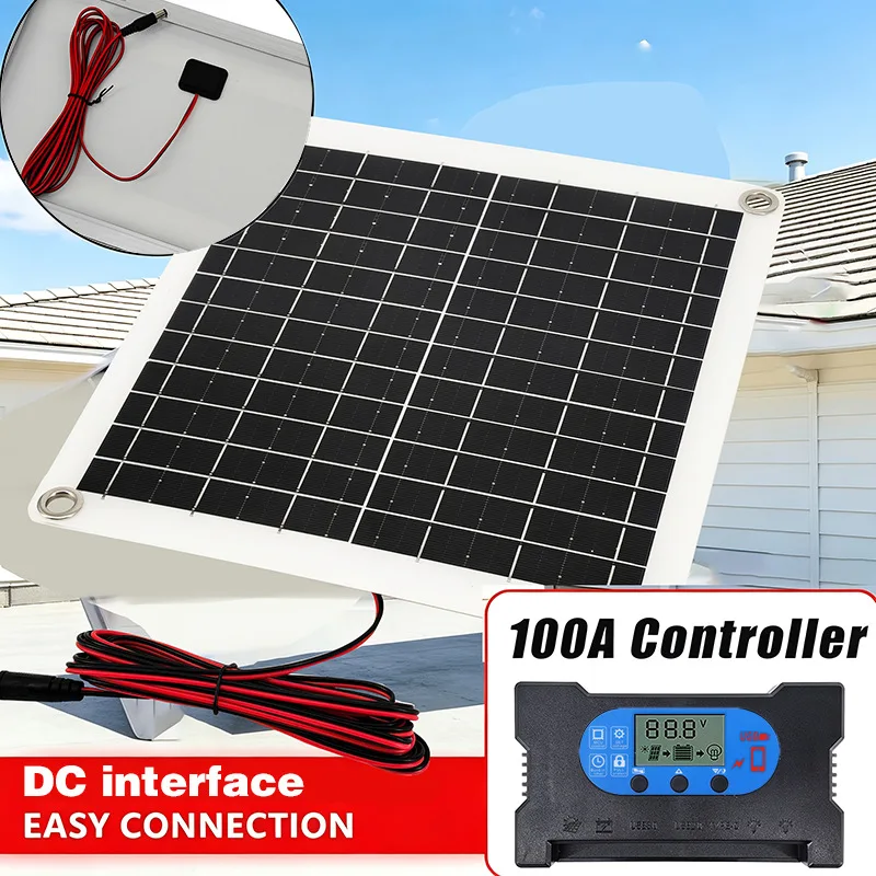 Solar Panel With Controller 12W For Outdoor And Camping Vehicles Solar Charge Outdoor Travel Camping Electrical Supply