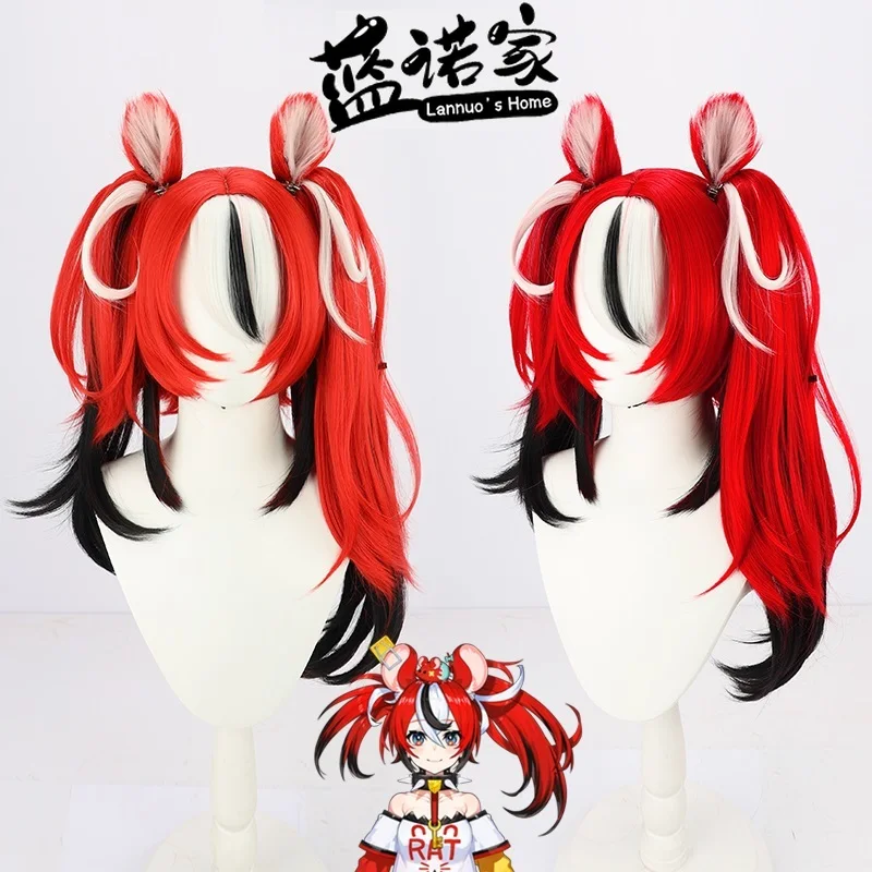 

Virtual YouTube Hakos Baelz Cos Cosplay Wig Ears Halloween Carnival Party Props Synthetic Hair Heat Resistant Fiber + Wig Cap