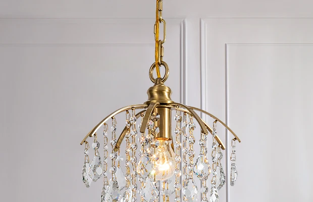 Crystal bedside small chandelier modern cloakroom bedroom light creative French personalized study full copper light