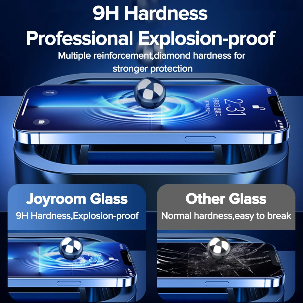 Joyroom 2PCS 9H Tempered Glass For iPhone 13 Pro Max 12 11 X XR XS 7 8 8P Max Full Cover Ultra-HD Screen Protector for iPhone 13