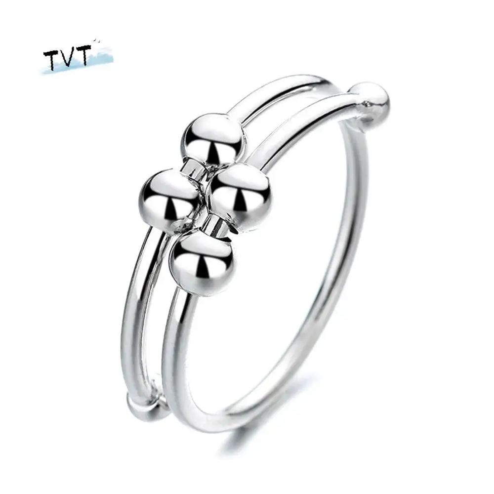 

Metal Women Men Single Coil Rotate Jewlery Fidget Spinner Toys Fidget Beads Rings Anxiety Ring Toy Antistress Anxiety Ring