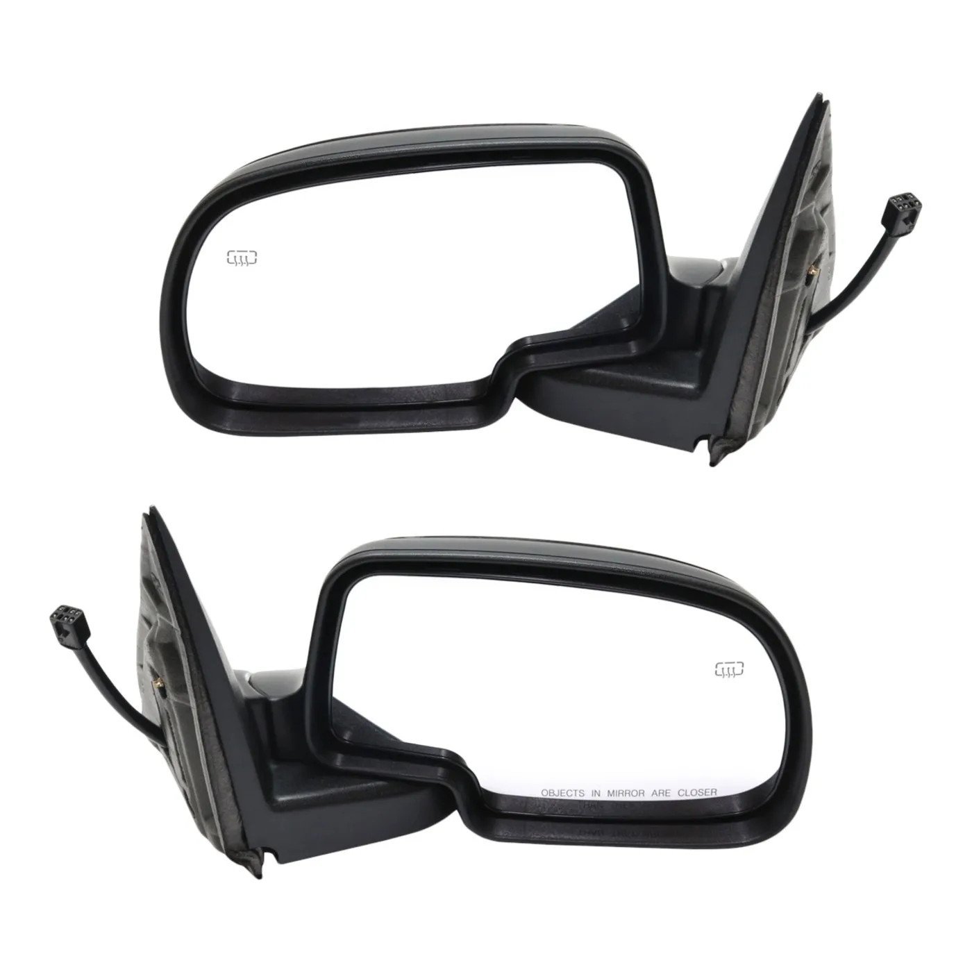 

Side View Mirrors Power Heated Smooth Black with Puddle Pair For 00-02 Chevy GMC