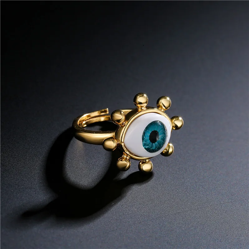 2025 New Arrival 3D Evil Eye Open Design Rings For Women Gold Color Copper Party Jewelry Femme Bijoux image 3