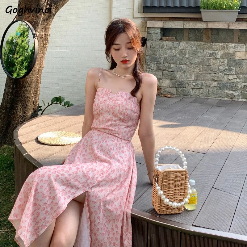 

Sleeveless Dress Women Fit Simple Sweet Elegant Female Students Summer Cozy Popular Korean Style High Waist Design Chic Mujer