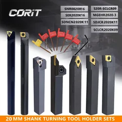 CORIT 7Sets of 20MM CNC Lathe Turning Tool Holder Boring Bar with Applicable Inserts and Wrenches Set for Turning Threading