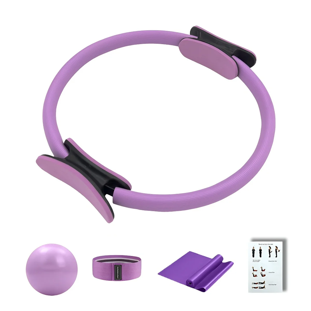 Conjunto básico de Pilates de 5 piezas, pelota para hacer ejercicio, cinturón elástico para dar forma a la espalda, entrenamiento muscular, equipo de Yoga y Fitness