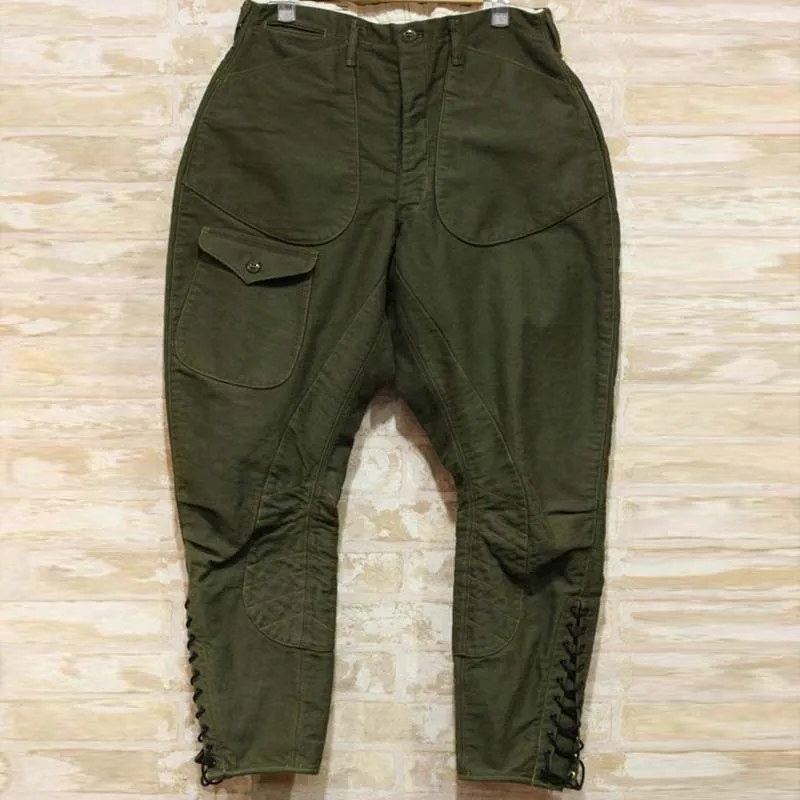 

YUSONG Homemade YUTU&MM men's breeches retro casual army green small feet mid-waist twill cotton cycling mountaineering pants