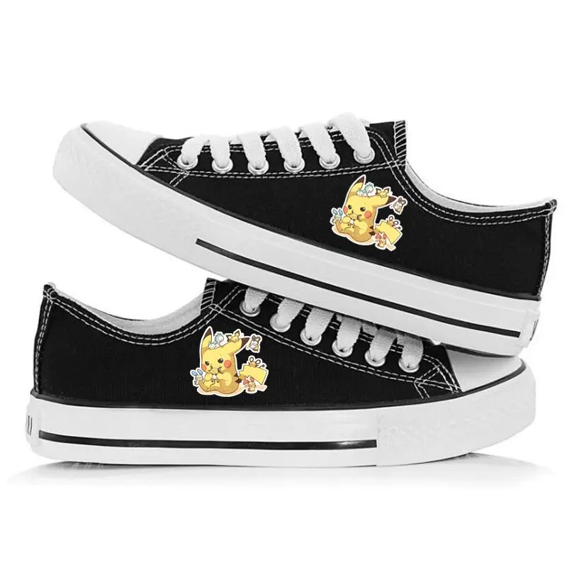 2024 New Low Cut Pikachu Korean Version Breathable Casual Sports Canvas Shoes For Men And Women Couples black shoes