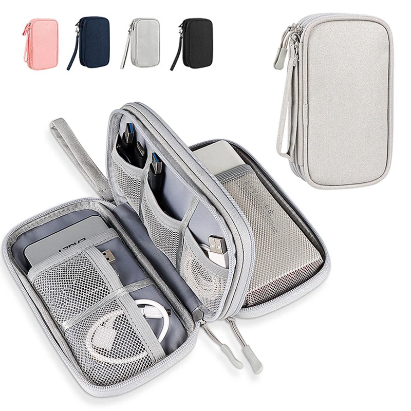 Portable Travel Organizer Double Layers Waterproof Storage for Electronics Accessories Cable Hard Disk Power Bank