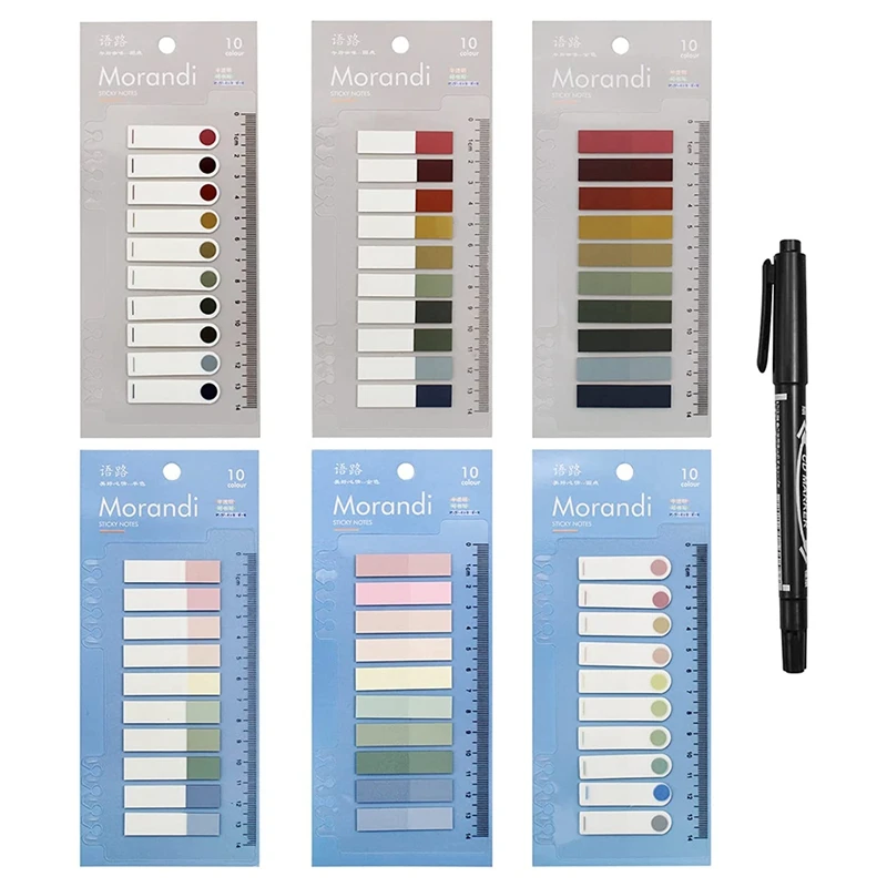 1200 Pcs10 Color Index Sticky Notes With Pen Clear Sticky Notes Adhesive Bookmarks Index Tabs Small Sticky Labels