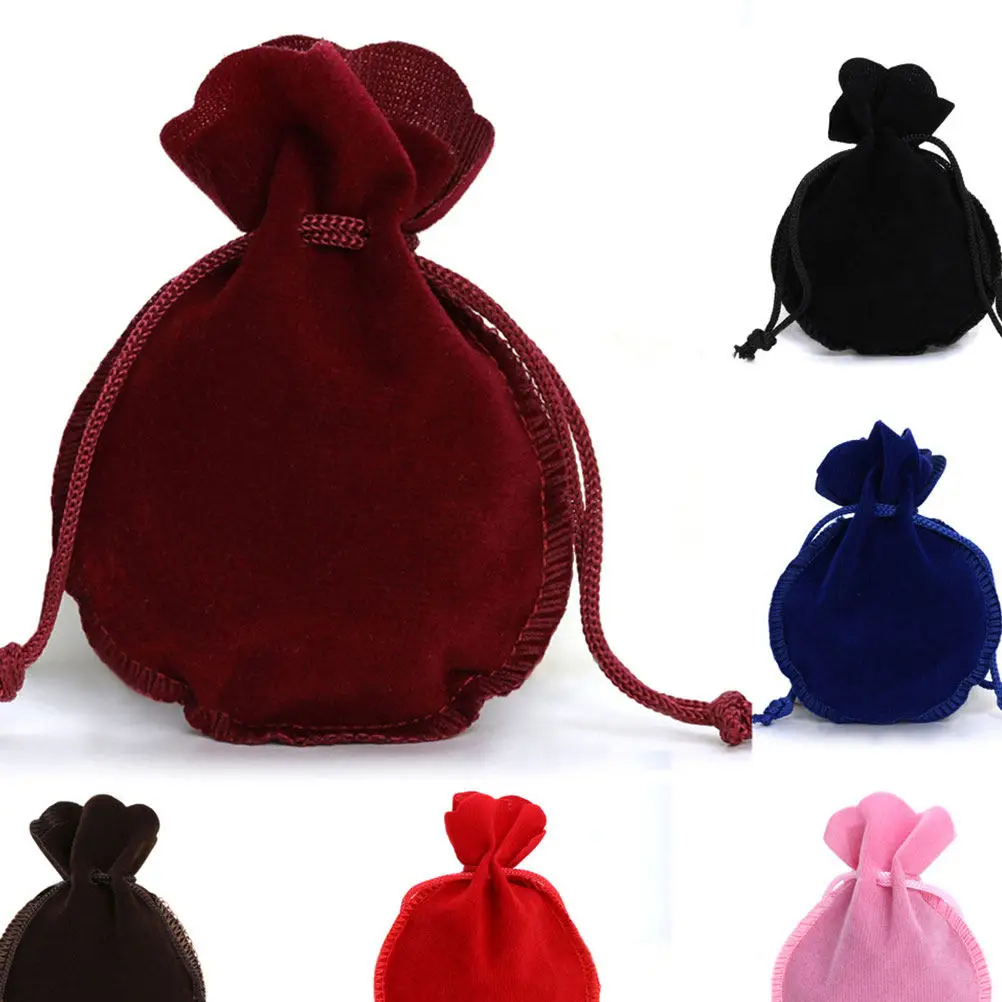 10Pcs Flannel Jewelry Storage Bags Drawstring Pouches for Rings Earrings Necklaces Gift Favors Wedding Party Hotel Church
