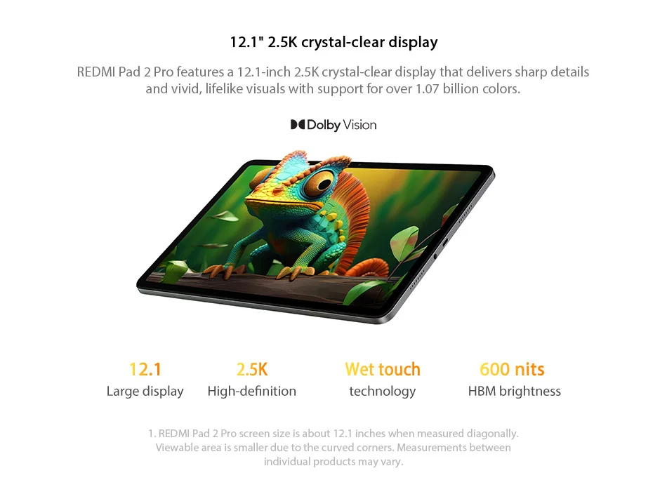 Xiaomi Redmi Pad 2 Pro Global Version 12.1" 2.5K crystal-clear display Snapdragon 7s Gen 4 12000mAh 33W fast charging