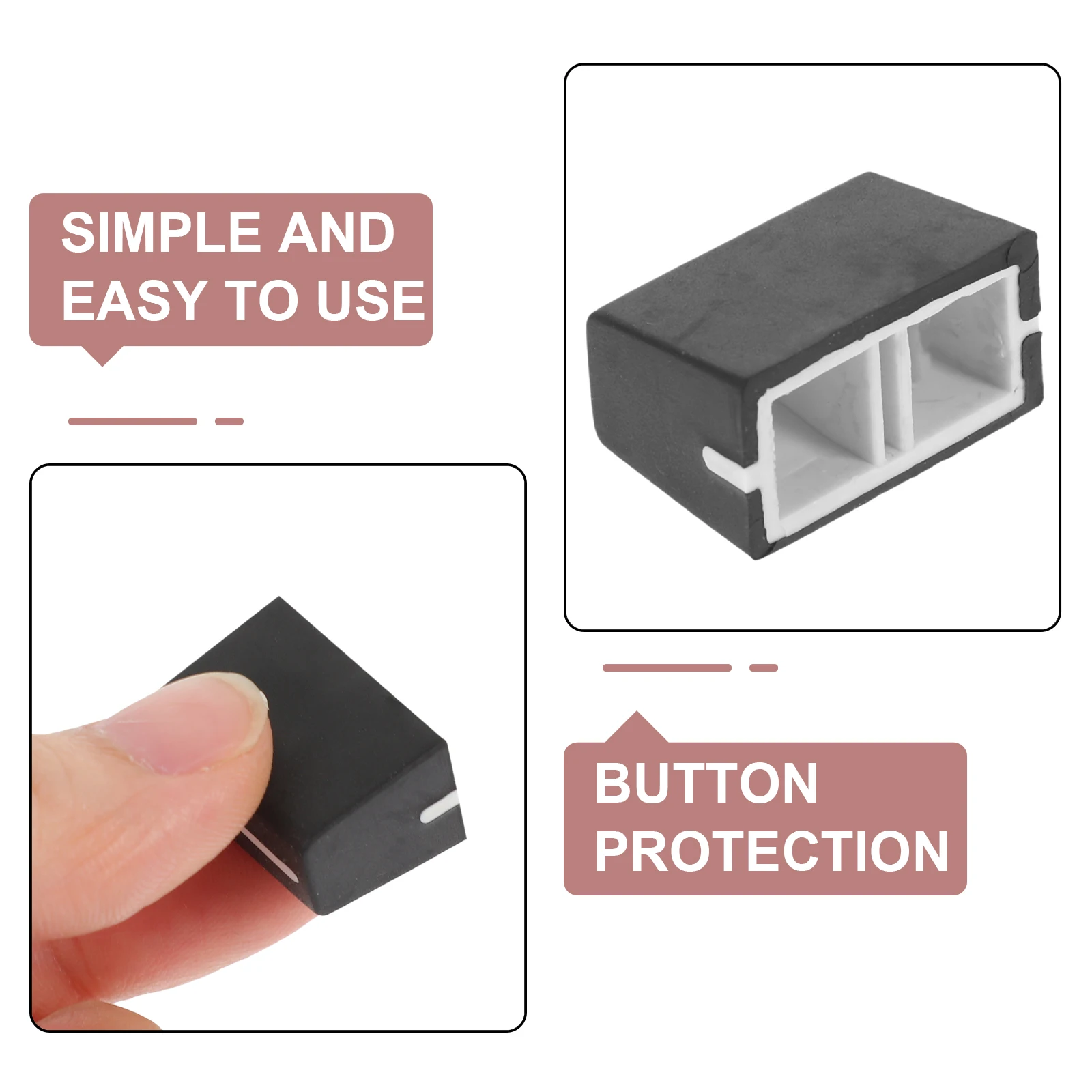 

5pcs Black Slider Fader Caps Replacement Sound Console Knob Shaft Mixer Push Button Rubber Durable Audio Adjustments Guitar