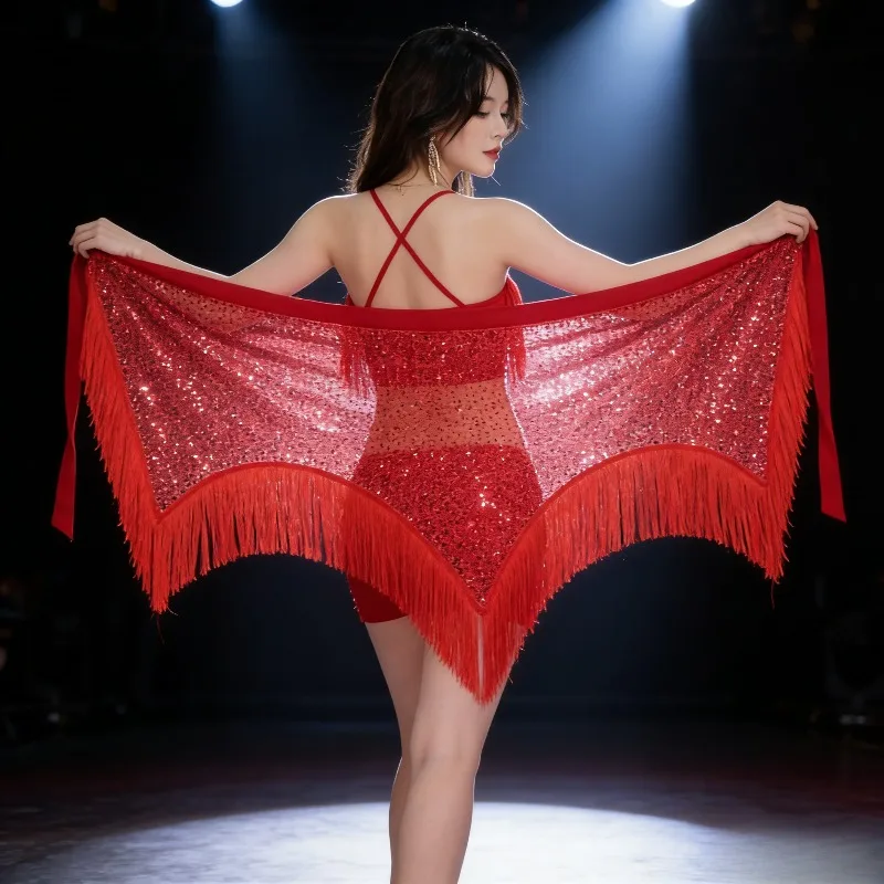 벨리댄스 연습복 허리 체인 스팽글 프린지 힙 스카프 오리엔탈 댄스 의상 다용도 허리 타월 공연 의상