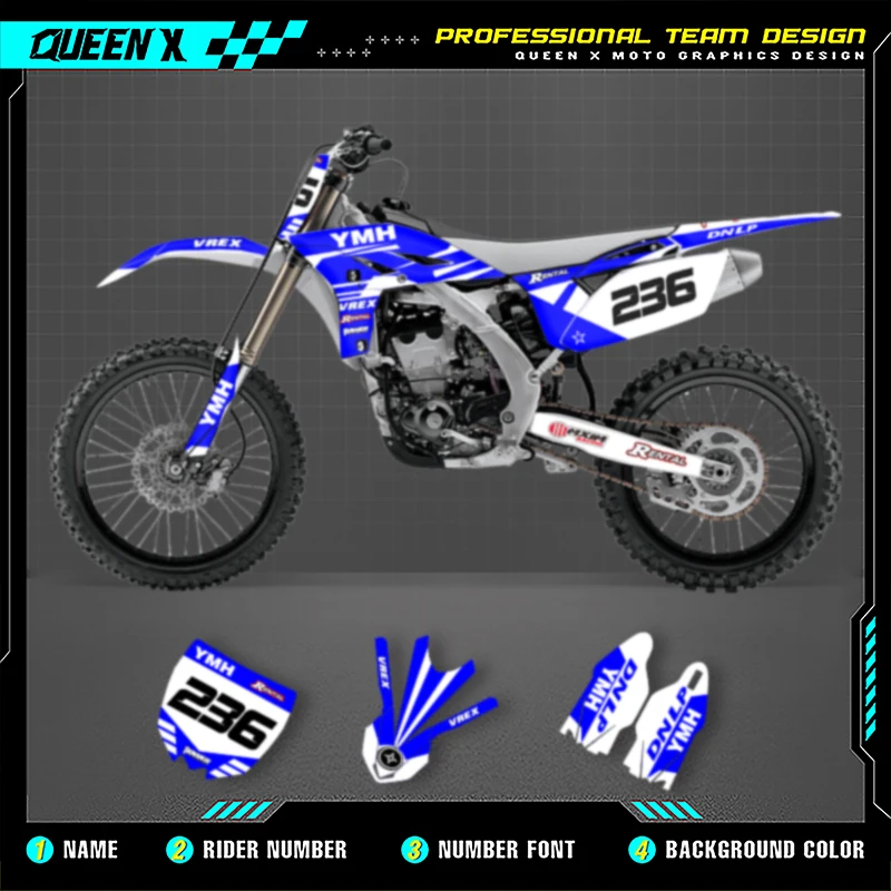 

QUEEN X MOTO Motorcycle Graphics Decals For YZF250 2010 2011 2012 2013 FOR YAMAHA Motorcycle Decal Stickers 005