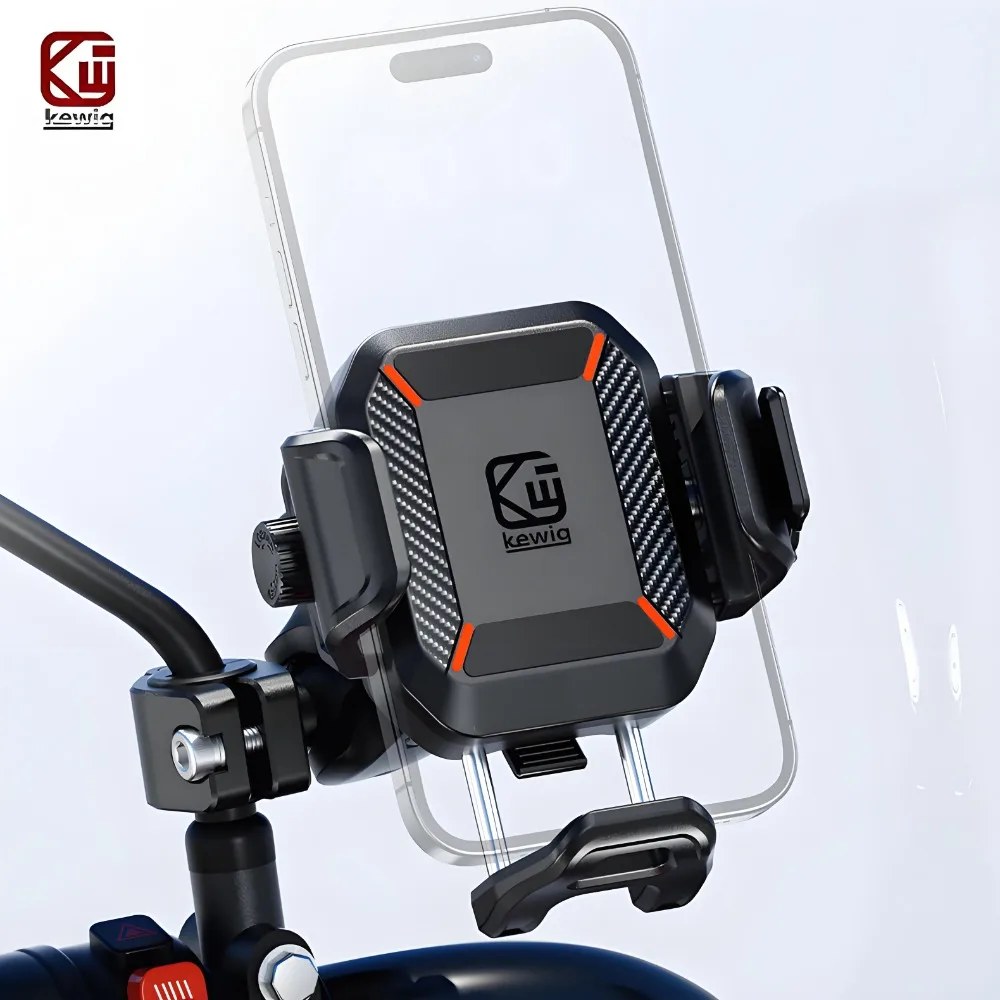 תושבת טלפון לאופנוע Kewig עם מונע רטט לאופניים סקוטר ATV נייד 1s נעילה ושחרור עבור סמארטפונים בגודל 5.4-7.2 אינץ'