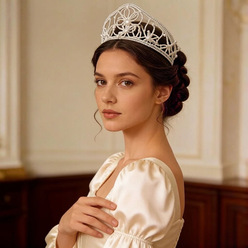 1Pc Elegant Song-style flower crown with 3D flowers and pearls, ethereal ancient hair accessory for Hanfu and cosplay 2