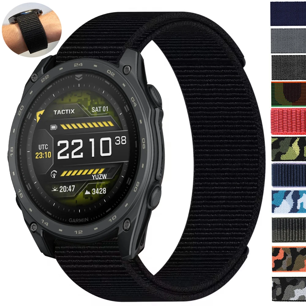 26mm 22mm Armband für Garmin Fenix E 8 8Pro 47mm 51mm 7 7X Pro/Enduro 3/Tactix 8 Schnellverschluss-Armband mit Klettverschluss Nylon Sportband