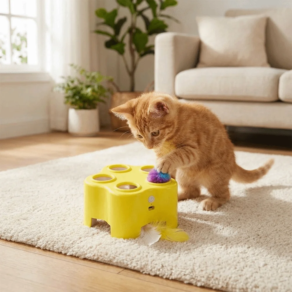 Simulation Whack Mole Cat Funny Interactive Electric Cat Scratch Resistant Auto Pop Up Cat Entertainment Indoor Playing