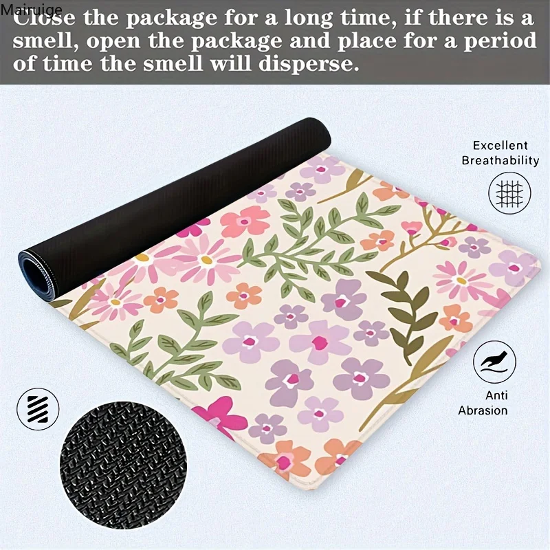 ملحقات ألعاب لوحة ماوس كبيرة مطبوعة على شكل زهرة الأقحوان قاعدة مضادة للانزلاق مناسبة للمكتب الرياضي الإلكتروني والديكور المنزلي