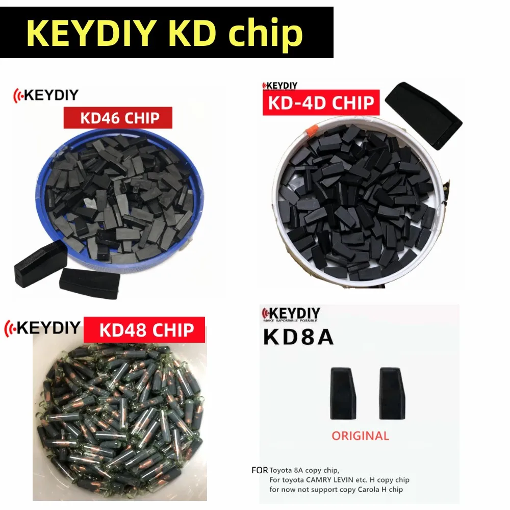 

10pcs KD 4D Transponder Chip ID4D/4C KD4D KD46 ID48 KD4C 4D KD-46 48 Copy Chip For KEYDIY KD-X2 Tool