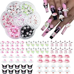 70 Pieces of Sanrio New Nail Rhinestones Hello Kitty Kawaii Cartoon Kuromi Nail Jewelry Charm Set Gemstone Nail DIY Gift