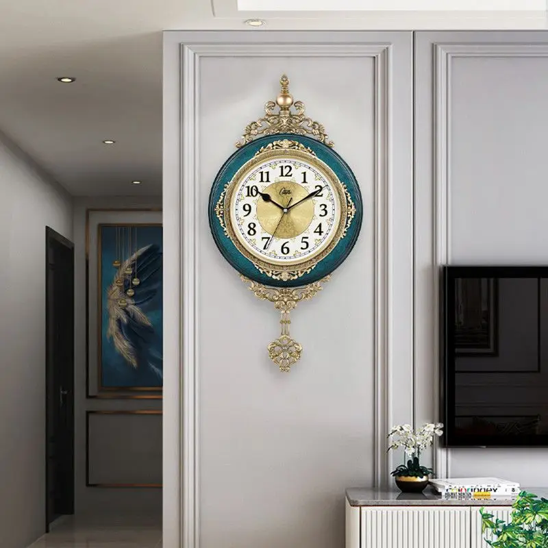 Retro European Style Wall Clock Bedroom Watch Living Room Mute Sway Clock Elegant Taste Family Gift Art Home Decor Quartz Clock