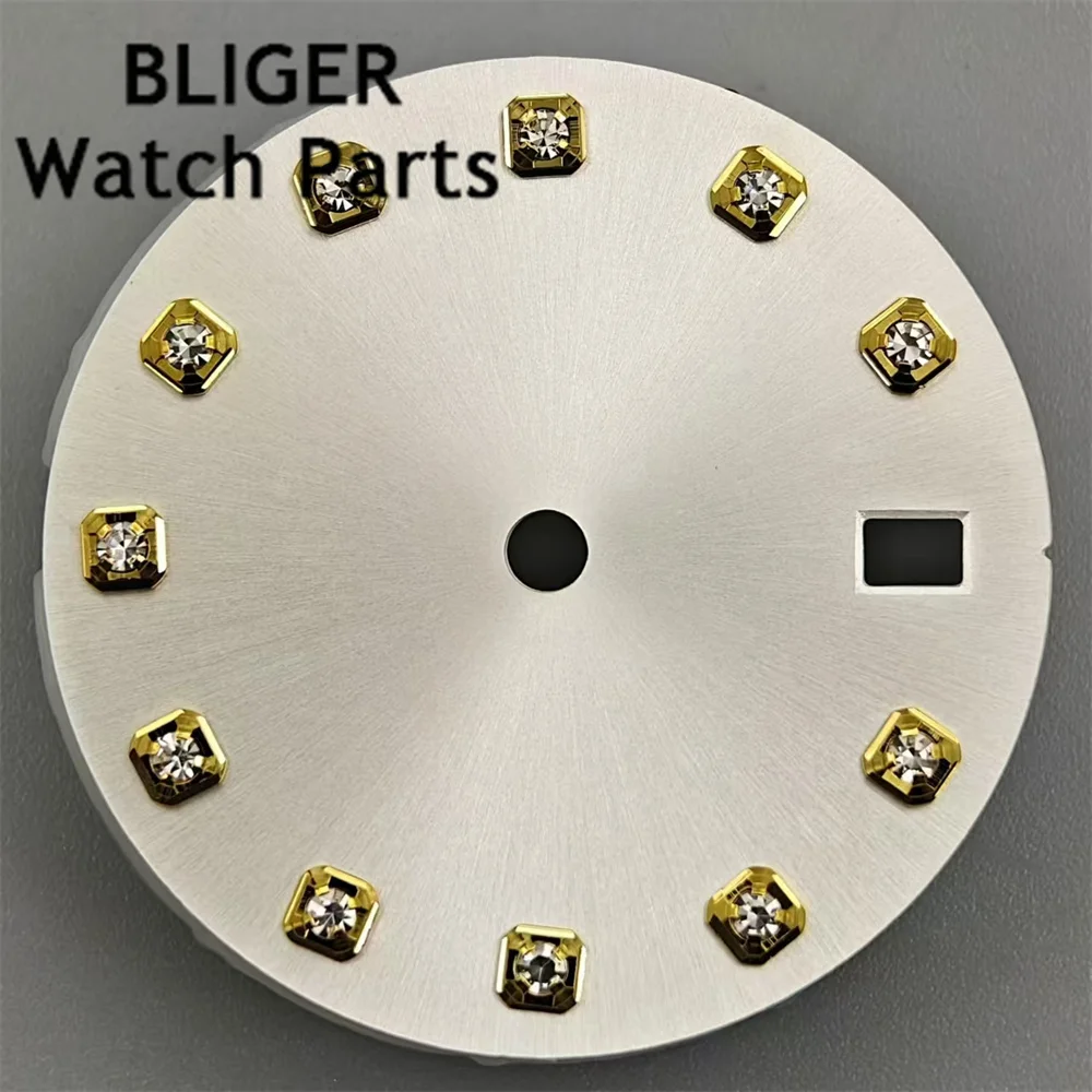 BLIGER 29mm Watch Dial White Black Green Blue Red Dial Silver Gold Rose Gold Diamond Index  Fit NH35 NH36 Movement