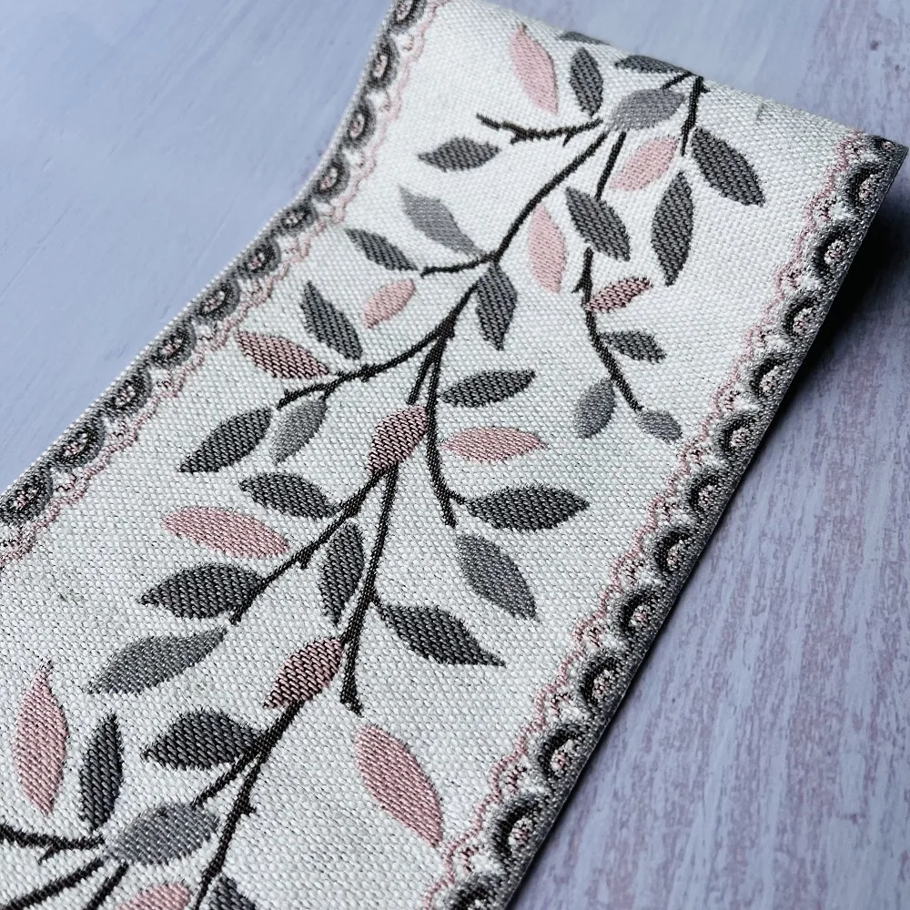 5Yards/Lots Woven Jacquard Ribbon 11.8-11.4cm Flowers Leaves Pattern For Clothing Straps Accessory IS-3297