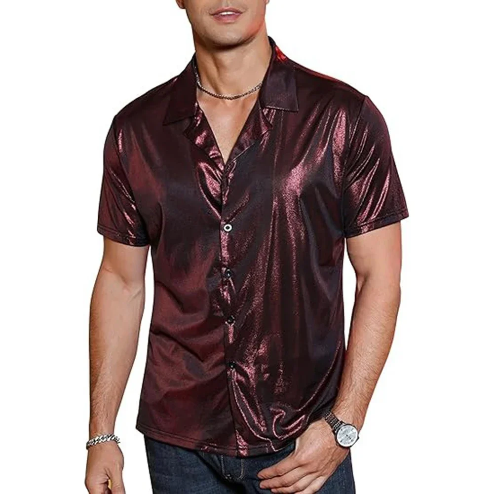 T Shirt Tops Holiday Party 1pcs Lapel Polyester Regular S-2XL Short Sleeve Slight Stretch Solid Color Brand New