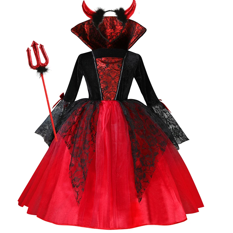 Halloween meisje cosplay vampier jurk voor kinderen spook bruid vampier kostuum vampiran carnaval feestoutfits Scarlet gotische kleding