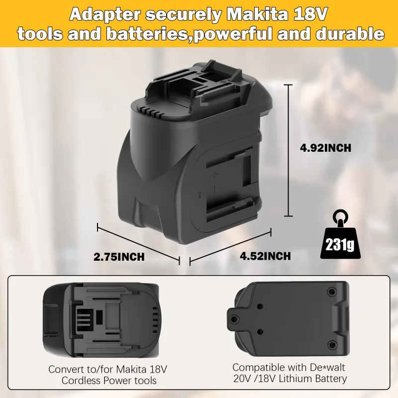 Adaptador de bateria ALASICKA 2 em 1 para 2 pacotes para baterias de íon-lítio Dewalt 20V Converter para funcionar para Toos de energia sem fio Makita 18V