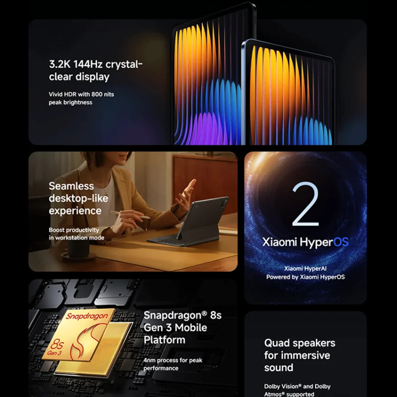 Versione globale Xiaomi Pad 7 Pro 12GB 512GB Snapdragon 8s Gen 3 11.2" 3.2K 144Hz Schermo 8850mAh Mi Tablet Xiaomi Pad 7Pro