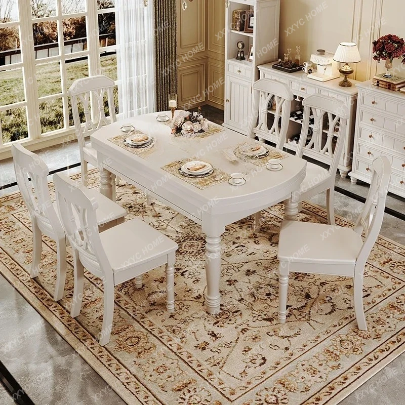 ZC solid wood dining table multi-functional folding large and small apartment household retractable dining table with